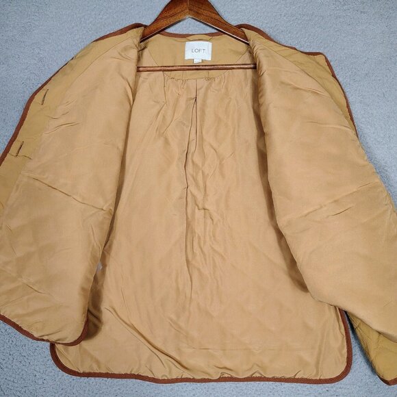 Loft Field Jacket Women's Small Camel Quilted Hi-Low Button Front Outdoor Preppy - Picture 3 of 12